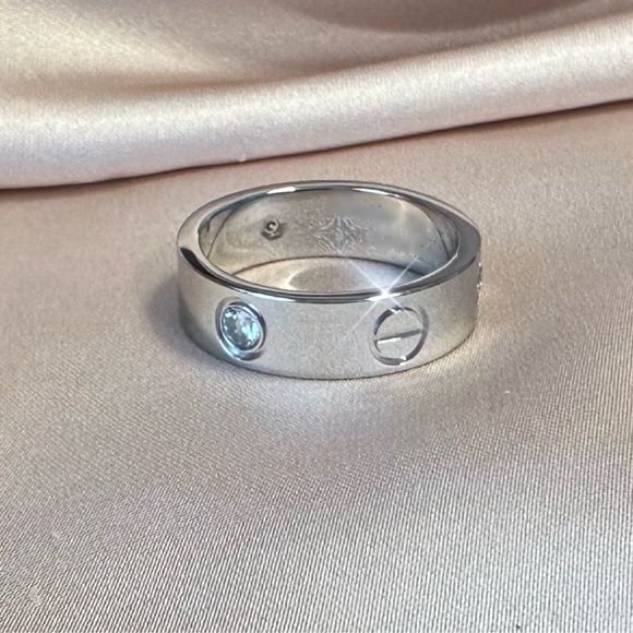 💎LUXURY MEDIUM Width Silver RING, Diamond & Screw Design, Both Styles in One - Picture 3 of 4